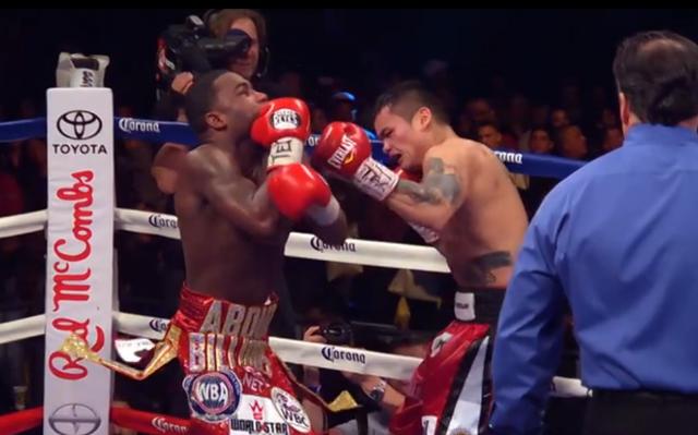 Maidana vs Broner - Adrien Broner and Marcos Maidana exchange punches during their WBA title bout