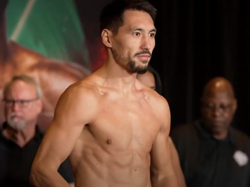 Alimkhanuly makes weight for his world title bout with a boxing weight division limit of 160 lbs